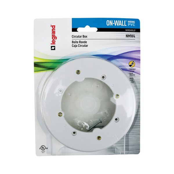 Wiremold Legrand Round PVC 1 gang Electrical Box White NMW4 - main